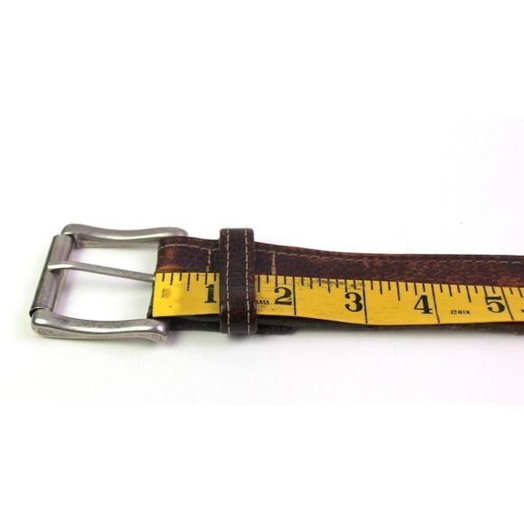Mexico BROWN GENUINE LEATHER 1 1/2"Wd STITCHED DRESS MEN'S BELT Sz 42/105 (E57 - Picture 8 of 11